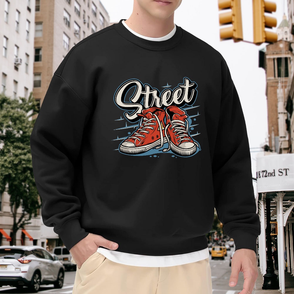 Men'S Shoes For Crews - Men's Black Crew Neck Pullover Sweatshirt,