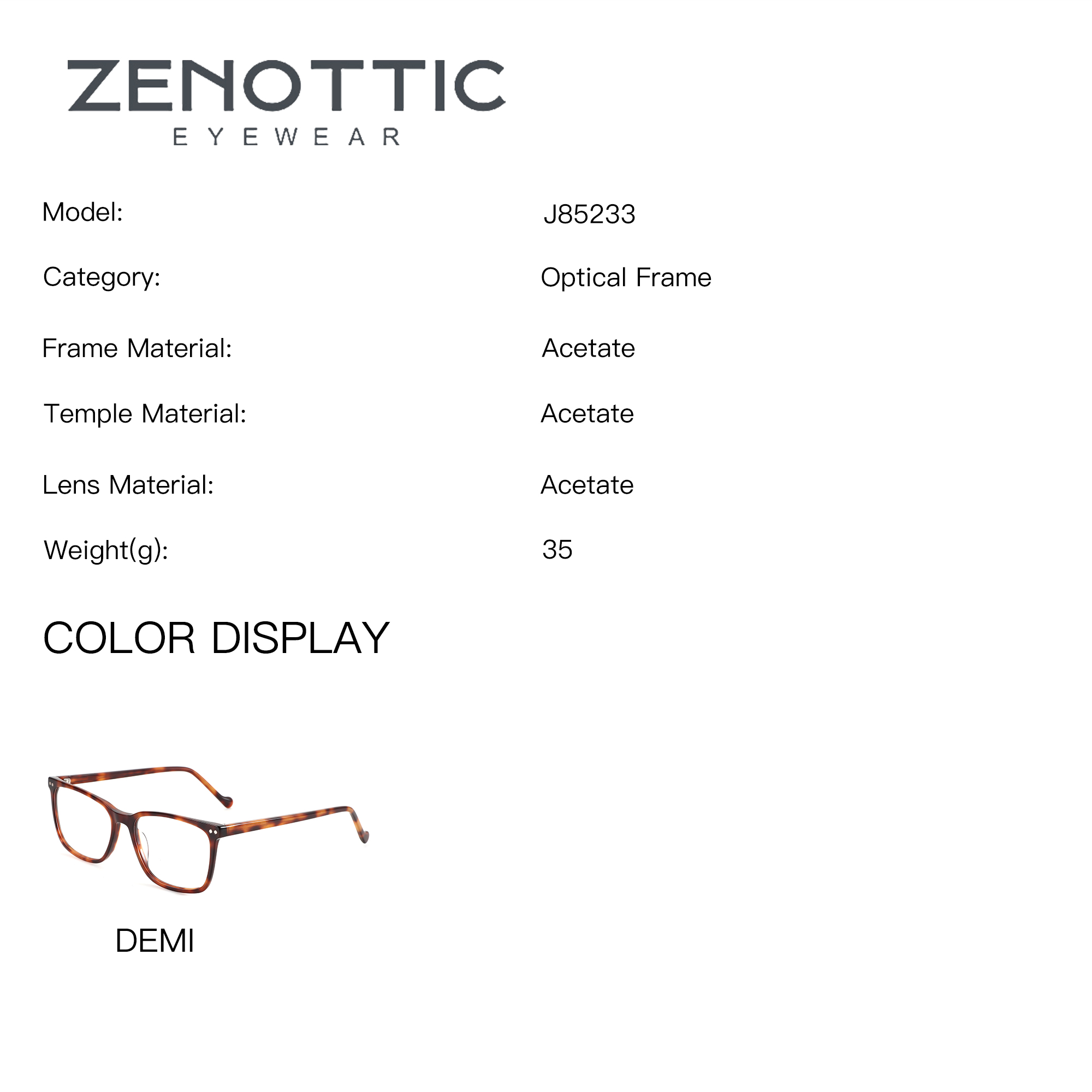 ZENOTTIC Acetate Rectangle Len - Men Shoes Zegna avis et prix