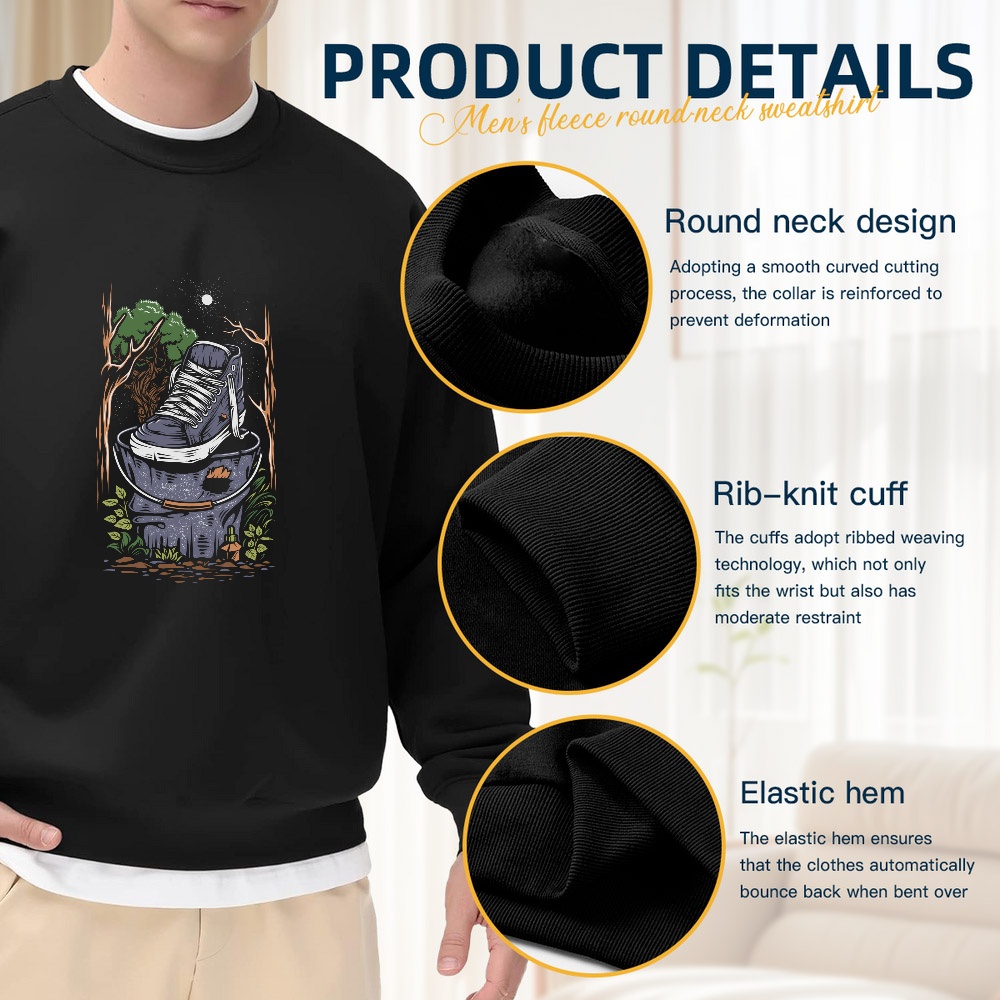 Men's Black Crew Neck Loose Sw - Men'S Shoes For Crews avis et prix