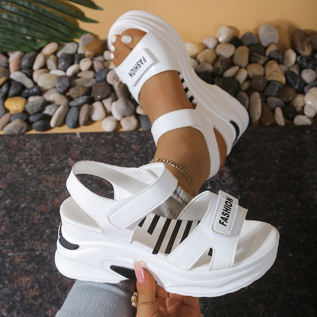 Women Platform Wedge Sandals L - Velcro Strap Sandal avis et prix