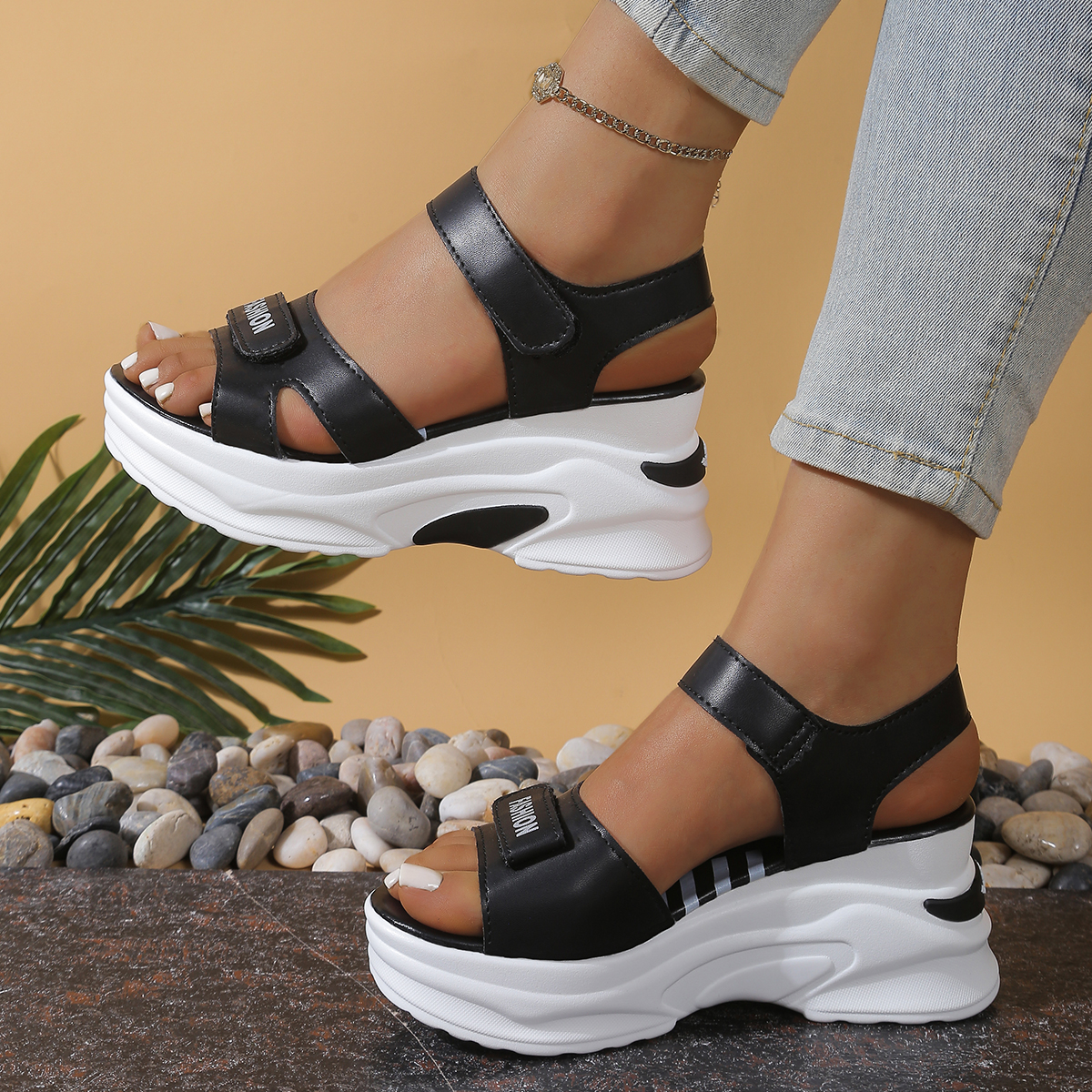 Women Platform Wedge Sandals L - Velcro Strap Sandal avis et prix