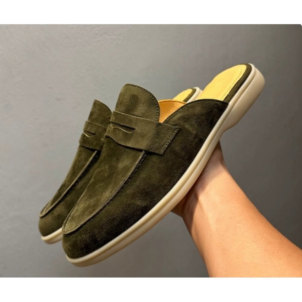 Luxury Olive Suede Backless Lo - Men'S Shoes Smart avis et prix