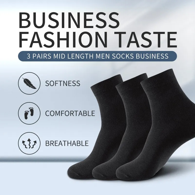 3 Pairs Black Men Socks Cotton - Men'S Shoes For Crews avis et prix