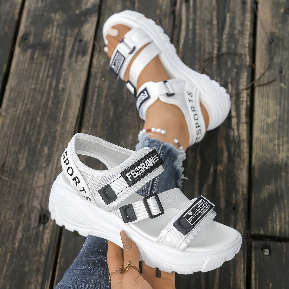 Women Platform Wedge Sandals S - Velcro Strap Sandal avis et prix