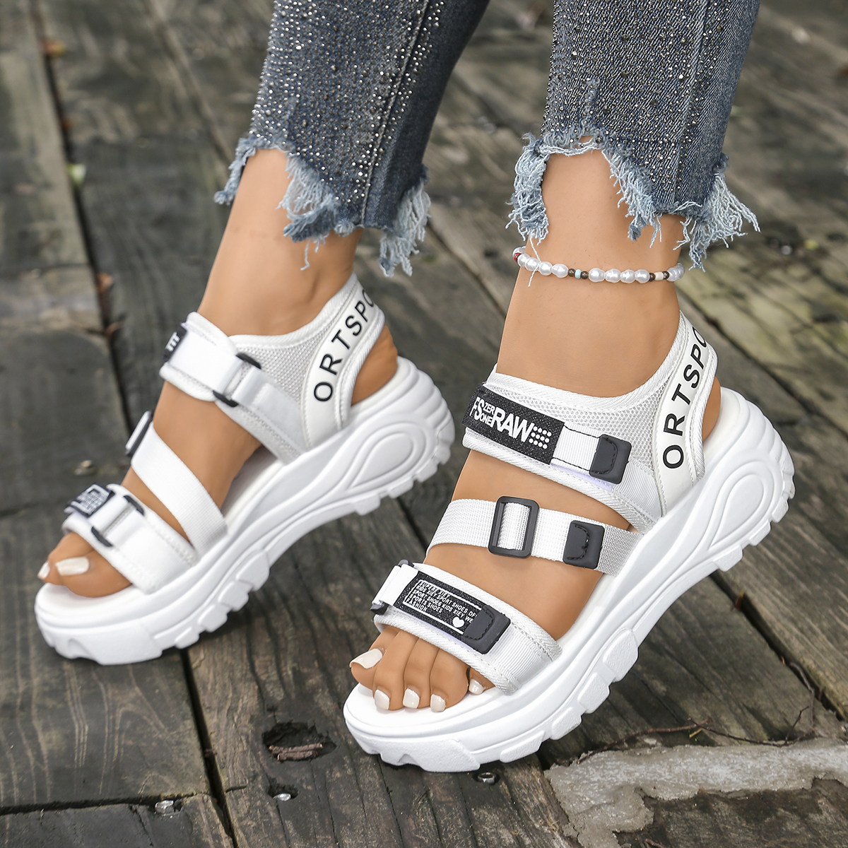 Women Platform Wedge Sandals S - Velcro Strap Sandal avis et prix