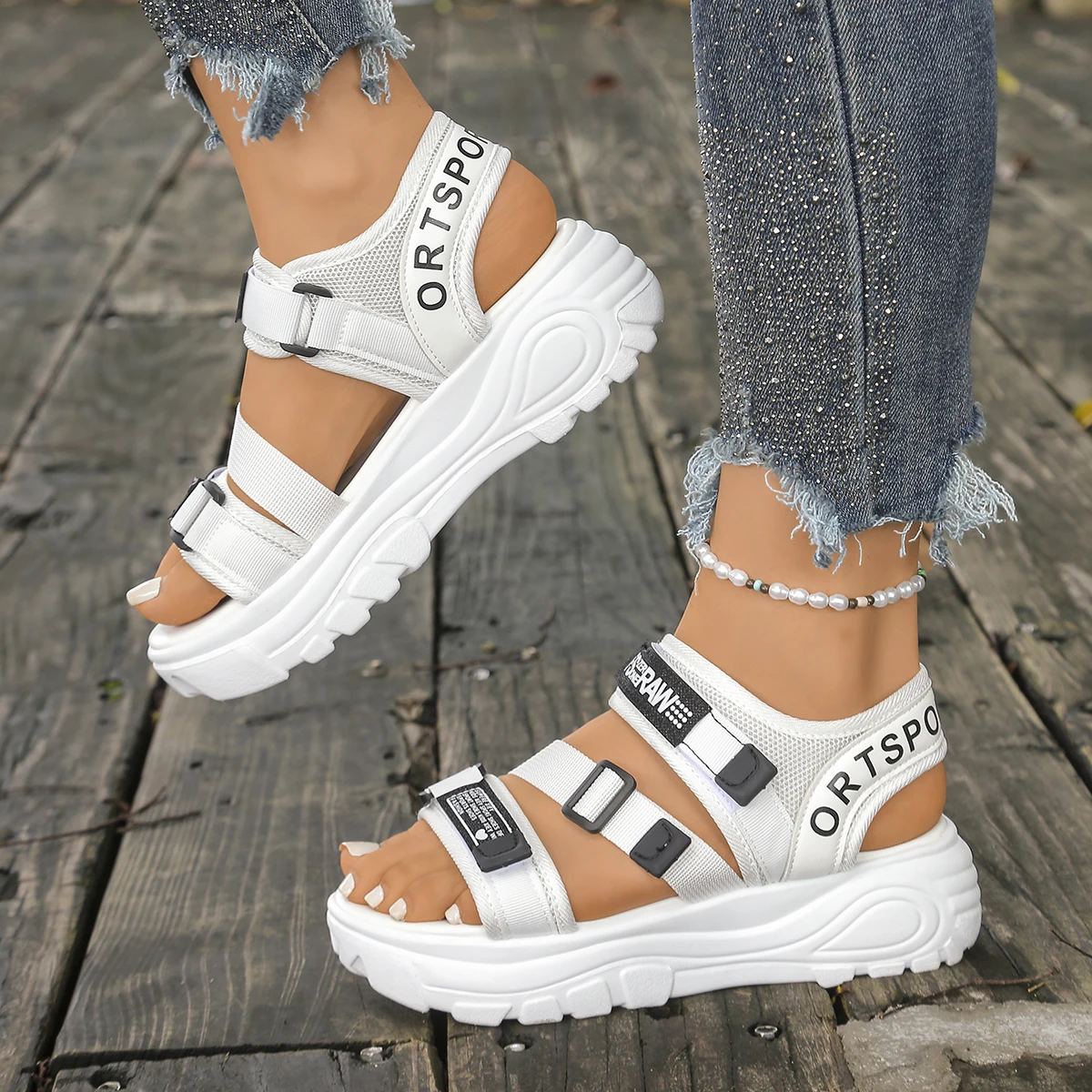 Women Platform Wedge Sandals S - Velcro Strap Sandal avis et prix